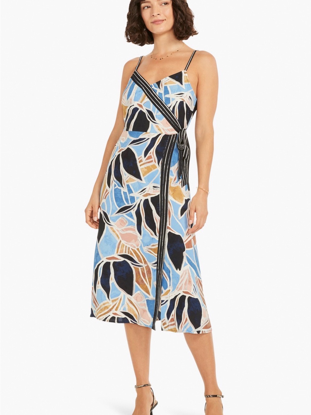 NIC+ZOE • Blue Palm Midi Dress • M